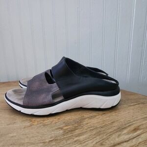 Bionica Women's Airmont Sandal Size 8 Black Leather Pewter Sport Slide Shoes